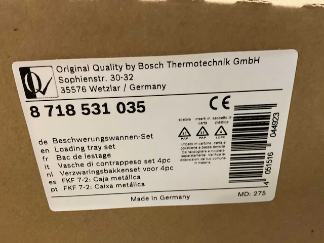 Bosch nefit 8 718 531 035 set á 4 stuks verzwaringsbakken (6x) - afbeelding 3 van  3