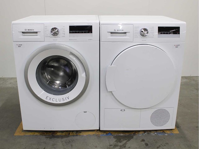 Bosch serie|4 varioperfect ecosilence drive exclusiv wasmachine & bosch serie|4 exclusiv wasdroger - afbeelding 1 van  8