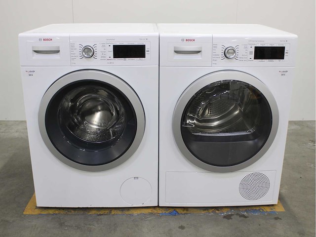 Bosch serie|8 varioperfect wasmachine & bosch serie|8 selfcleaning condenser wasdroger - afbeelding 1 van  8