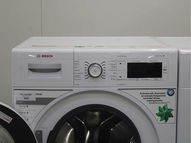 Bosch serie|8 varioperfect wasmachine & bosch serie|8 selfcleaning condenser wasdroger - afbeelding 3 van  8