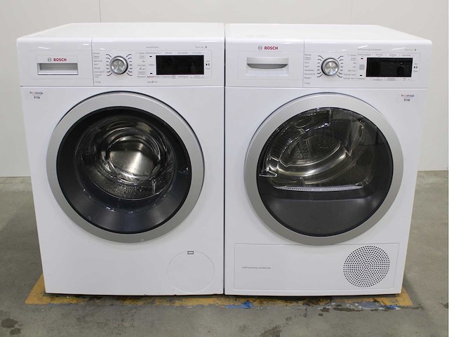 Bosch serie|8 varioperfect wasmachine & bosch serie|8 selfcleaning condenser wasdroger - afbeelding 1 van  8