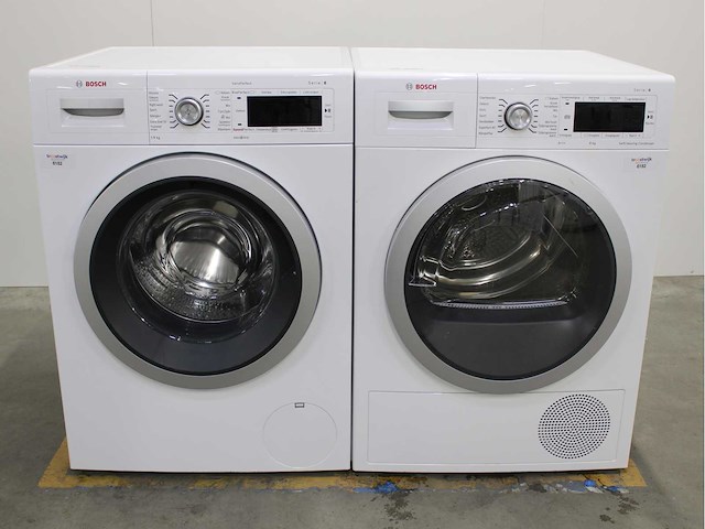 Bosch serie|8 varioperfect wasmachine & bosch serie|8 selfcleaning condenser wasdroger - afbeelding 1 van  8