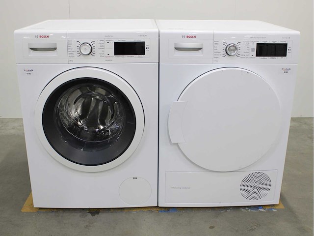 Bosch serie|8 varioperfect wasmachine & bosch serie|8 selfcleaning condenser wasdroger - afbeelding 1 van  8
