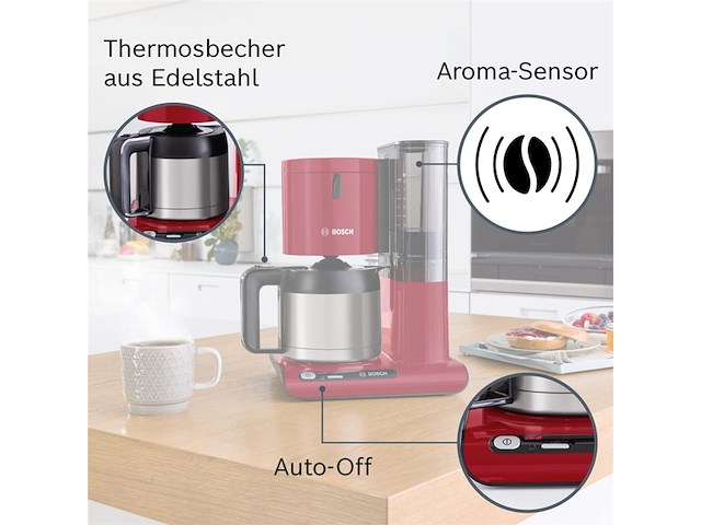 Bosch tka8a054 koffiezetapparaat half automatisch rood - afbeelding 3 van  6