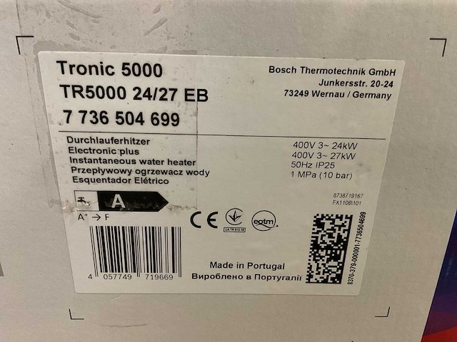 Bosch tronic 5000 elektrische waterverwarmer - afbeelding 3 van  3