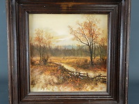 Bosgezicht in houten lijst - afbeelding 1 van  5