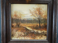 Bosgezicht in houten lijst - afbeelding 2 van  5