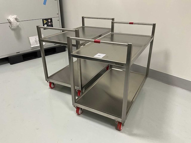 Bosgraaf roestvrijstalen laboratoriumkar (2x) - afbeelding 1 van  5