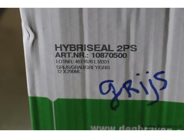 Bostik zwaluw beglazingskit hybriseal 2ps 10870500 - grijs - 10 stuks á 290ml - afbeelding 2 van  3