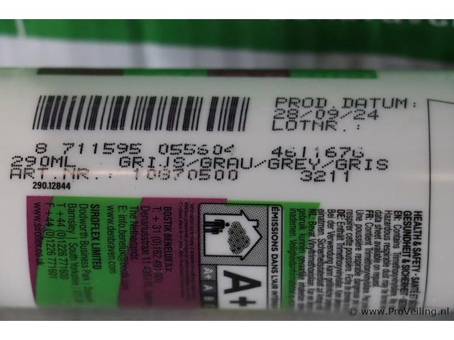 Bostik zwaluw beglazingskit hybriseal 2ps 10870500 - grijs - 10 stuks á 290ml - afbeelding 3 van  3