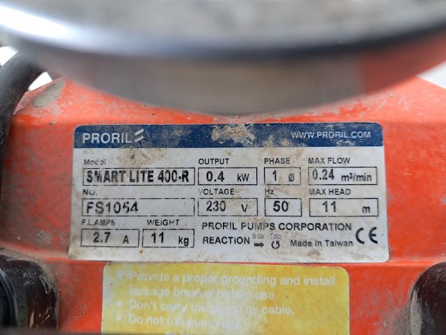 Bouwdompelpomp 18m³ 230v proril, smart lite 400, bouwjaar 2021 - afbeelding 4 van  5