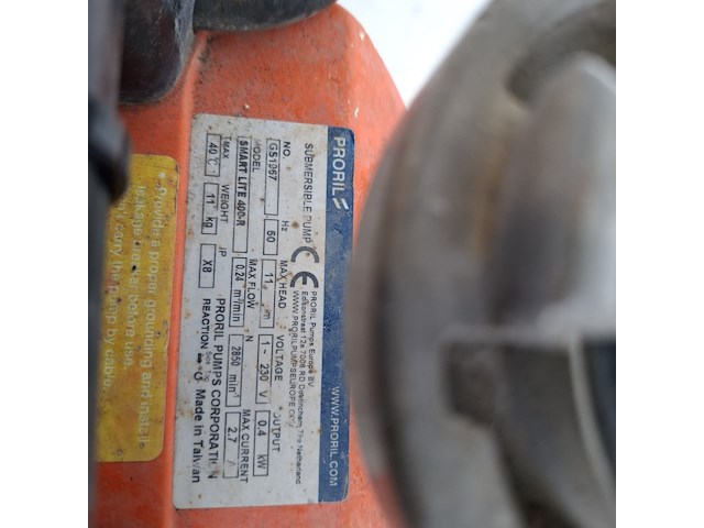Bouwdompelpomp 18m³ 230v proril, smart lite 400, bouwjaar 2023 - afbeelding 3 van  5