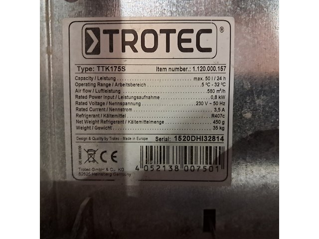 Bouwdroger - 50l - 230v trotec, ttk 0175 s, bouwjaar 2015 - afbeelding 3 van  11