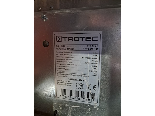 Bouwdroger - 50l - 230v trotec, ttk 0175 s, bouwjaar 2016 - afbeelding 8 van  8