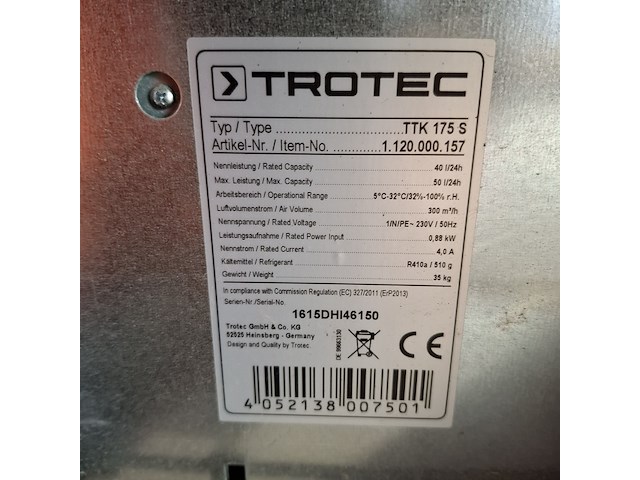 Bouwdroger - 50l - 230v trotec, ttk 0175 s, bouwjaar 2016 - afbeelding 6 van  6