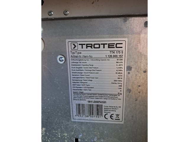 Bouwdroger - 50l - 230v trotec, ttk 0175 s, bouwjaar 2018 - afbeelding 10 van  14