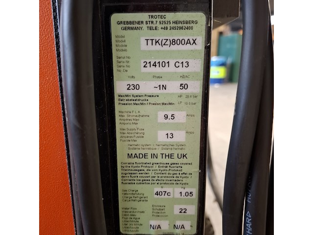 Bouwdroger 150l 230v trotec, ttk 800, bouwjaar 2013 - afbeelding 6 van  6