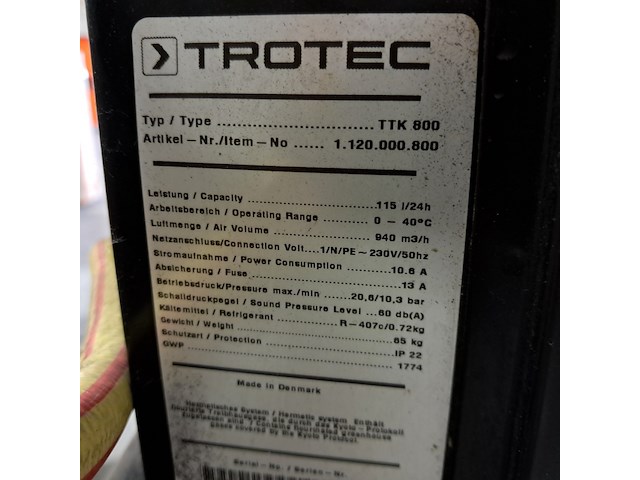 Bouwdroger 150l 230v trotec, ttk 800, bouwjaar 2018 - afbeelding 2 van  10