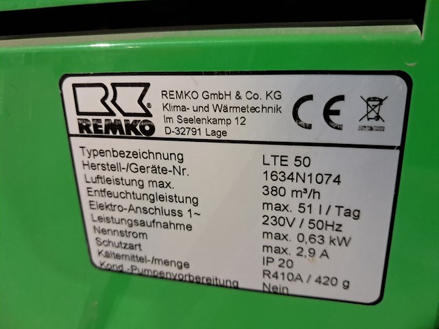 Bouwdroger 50l 230v remko, lte50, bouwjaar 2018 - afbeelding 2 van  11
