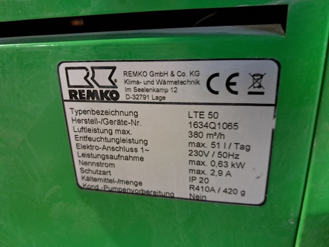 Bouwdroger 50l 230v remko, lte50, bouwjaar 2019 - afbeelding 10 van  10