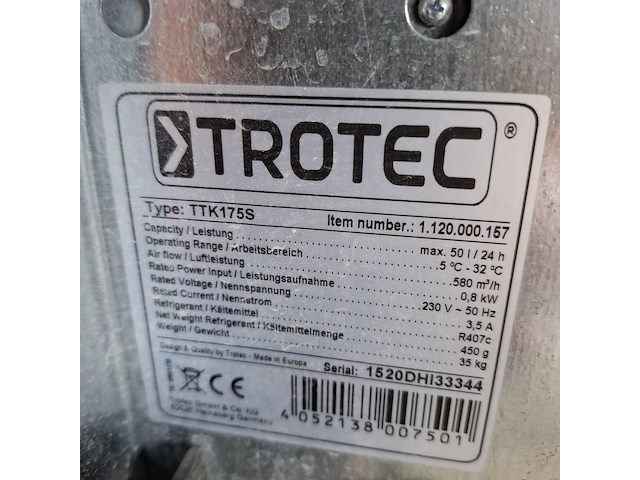 Bouwdroger 50l 230v trotec, ttk 0175 s, bouwjaar 2015 - afbeelding 6 van  6