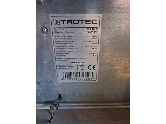 Bouwdroger 50l 230v trotec, ttk 0175 s, bouwjaar 2016 - afbeelding 10 van  14