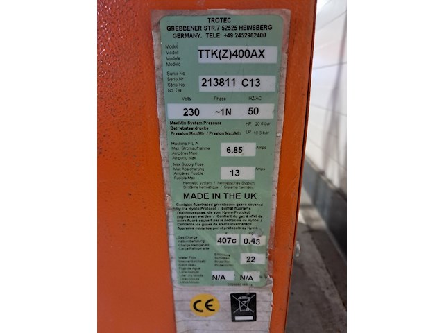 Bouwdroger 75l 230v trotec, ttk 400, bouwjaar 2013 - afbeelding 8 van  16