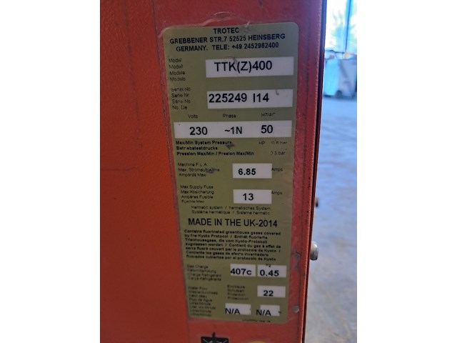 Bouwdroger 75l 230v trotec, ttk 400, bouwjaar 2014 - afbeelding 9 van  18