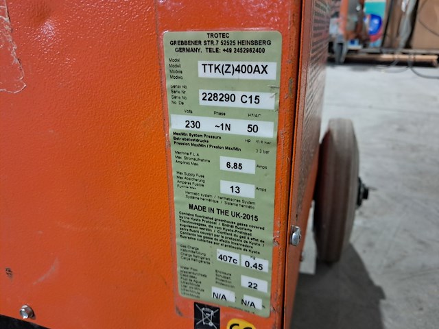 Bouwdroger 75l 230v trotec, ttk 400, bouwjaar 2015 - afbeelding 2 van  11