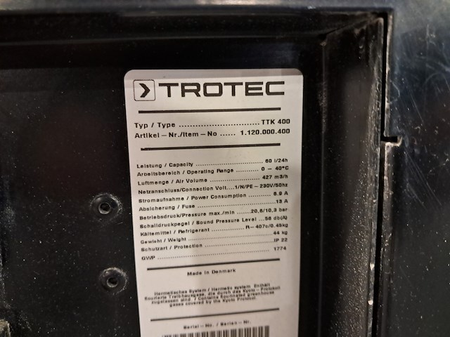 Bouwdroger 75l 230v trotec, ttk 400, bouwjaar 2017 - afbeelding 2 van  11