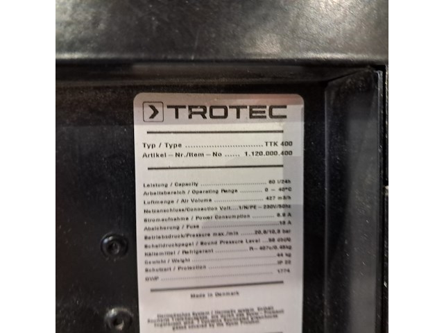 Bouwdroger 75l 230v trotec, ttk 400, bouwjaar 2017 - afbeelding 2 van  10