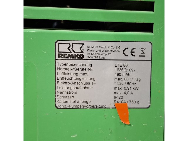 Bouwdroger 82l 230v remko, lte80, bouwjaar 2019 - afbeelding 7 van  8