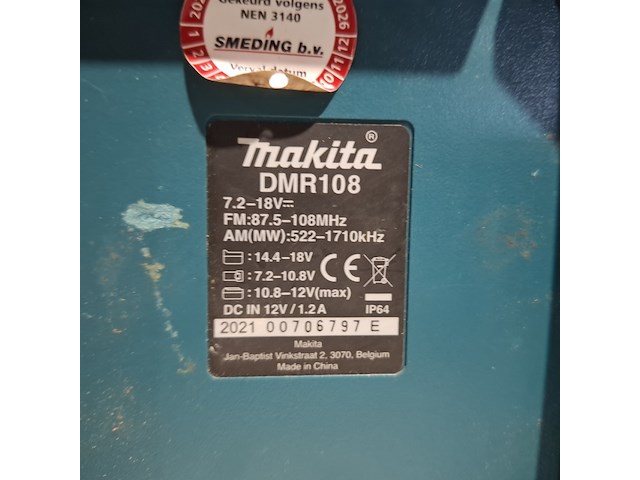 Bouwradio met 18v accu en oplader, o.a. makita, dmr 108, 2021 - afbeelding 11 van  12