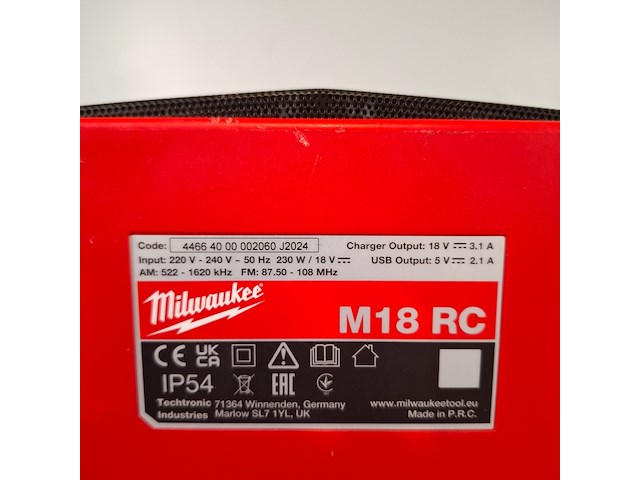 Bouwradio, milwaukee, m18rc - afbeelding 8 van  8