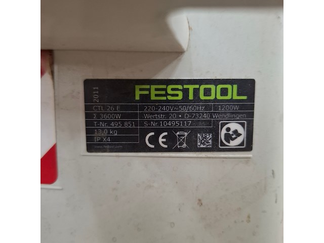 Bouwstofzuiger festool, ctl 26e, bouwjaar 2011 - afbeelding 9 van  9