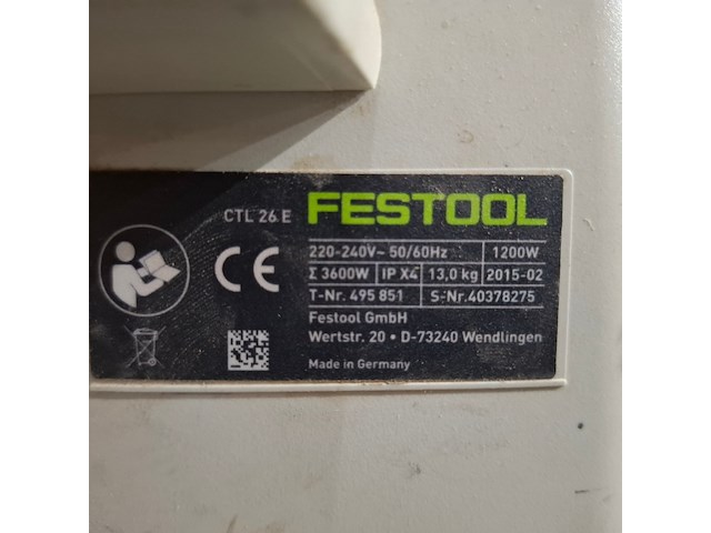 Bouwstofzuiger festool, ctl 26e, bouwjaar 2015 - afbeelding 6 van  7