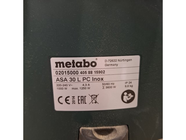 Bouwstofzuiger metabo, asa30lpc inox, bouwjaar 2014 - afbeelding 4 van  4