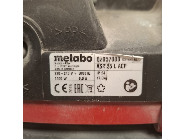 Bouwstofzuiger metabo, asr35acp, bouwjaar 2018 - afbeelding 5 van  6