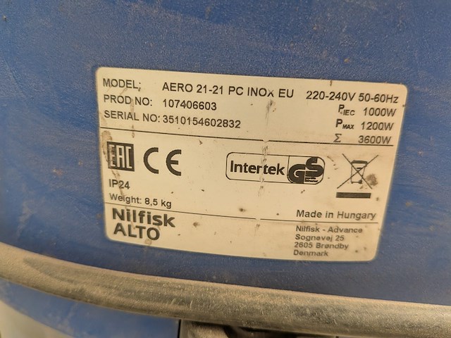 Bouwstofzuiger nilfisk, aero 21-21 pc inox eu - afbeelding 4 van  4