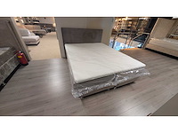 Boxspring – 160 x 200 cm – velvet grijs – inclusief topper – pocketvering – cooltouch matrassen - afbeelding 1 van  3