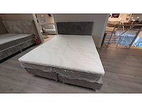Boxspring – 160 x 200 cm – velvet grijs – inclusief topper – pocketvering – cooltouch matrassen - afbeelding 2 van  3