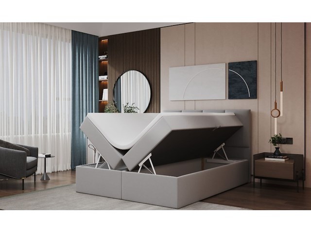Boxspring 160x200 incl storage functie, grijs, 2025 - afbeelding 2 van  4