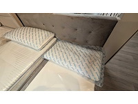 Boxspring emma– 160 x 200 cm – velvet grijs – inclusief topper – pocketvering – cooltouch matrassen + emma kussens - afbeelding 4 van  5