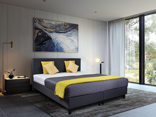 Boxspringcombinatie m-ray, valencia deluxe, antraciet - afbeelding 1 van  5