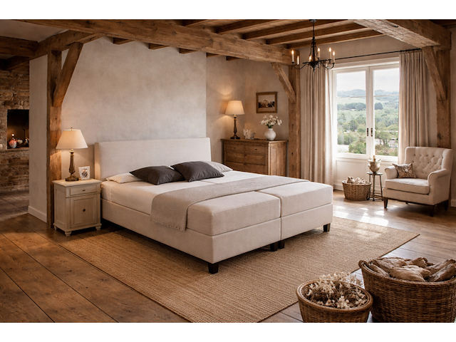 Boxspringcombinatie, m-ray, valencia deluxe, beige - afbeelding 1 van  4