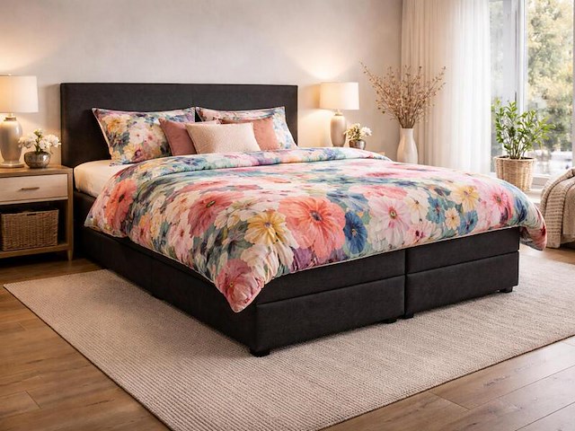 Boxspringcombinatie, m-ray, valencia deluxe, zwart - afbeelding 1 van  6
