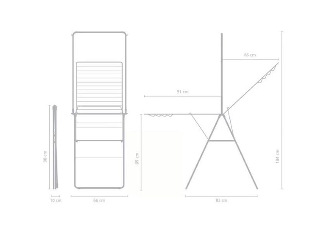 Brabantia hangon droogrek 25m met stang inklapbaar wit - afbeelding 1 van  4