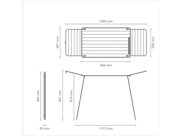 Brabantia hangon too droogrek 22 m inklapbaar wasrek wit - afbeelding 2 van  5