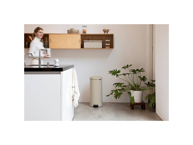 Brabantia newicon prullenbak 30 l rond beige - afbeelding 3 van  6