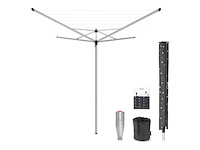 Brabantia topspinner droogmolen 40 m met metalen grondanker beschermhoes metallic grey - afbeelding 1 van  5